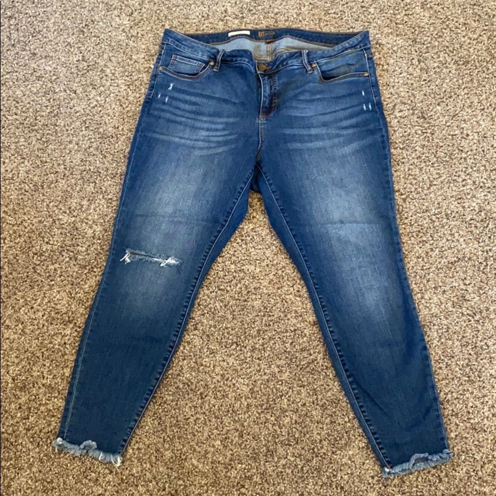 Kut Connie Distressed Frayed Hem Skinny Jean 18W